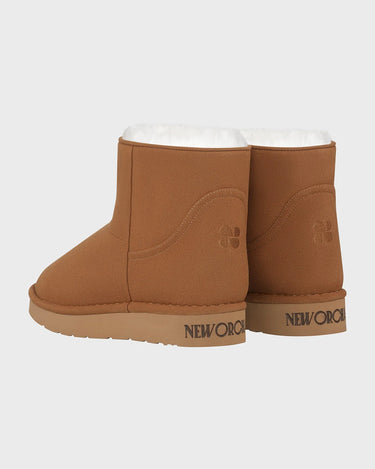 Cruelty-free caramel brown winter ankle boots