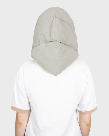 Light beige recycled hooded scarf eco friendly winter headwear