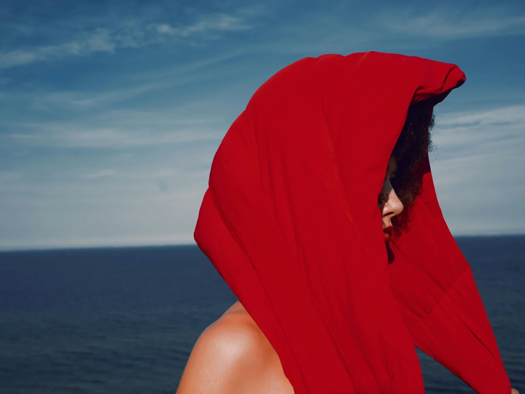 Red recycled vegan headwear eco friendly scarf
