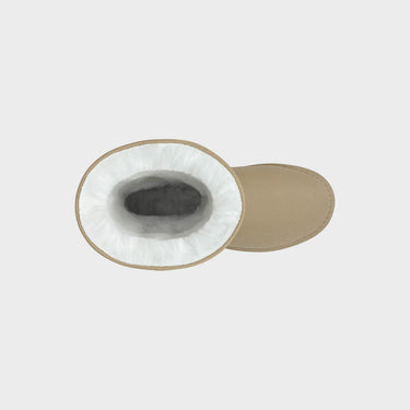Beige vegan tall shoes with Faux Fur accents – knee-high sustainable style