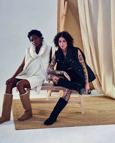 Beige vegan winter boots with luxury crystals – tall chic style