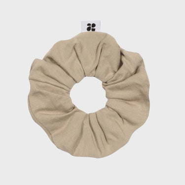 Beige upcycled hair scrunchie eco friendly hair accessory