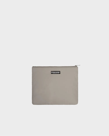 Beige vegan shoulder bag with large pouch cruelty free