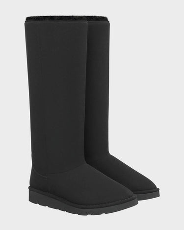 Black vegan winter boots with luxury crystals – tall chic style