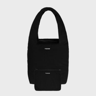 Black vegan shoulder purse with matching pouch