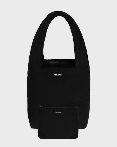 Black vegan shoulder purse with matching pouch