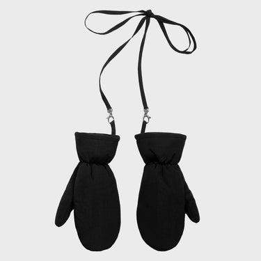 Black vegan warm mittens cruelty free thermal gloves