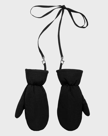 Black vegan warm mittens cruelty free thermal gloves