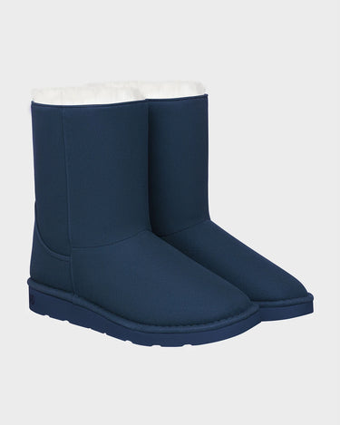 Blue mid-length vegan boots – cruelty-free
