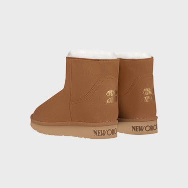 Caramel vegan short boots with glamour crystal winter design