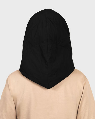 Charcoal black hooded scarf vegan winter headscarf sustainable accessory