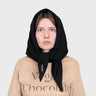 Charcoal black recycled hooded scarf eco friendly winter headwear