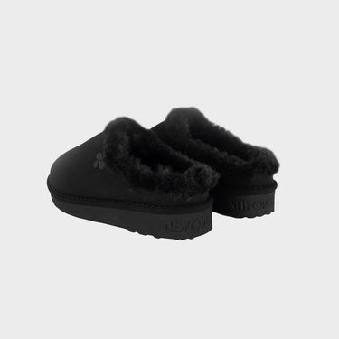 Charcoal black recycled ugg-like slippers sustainable warm footwear