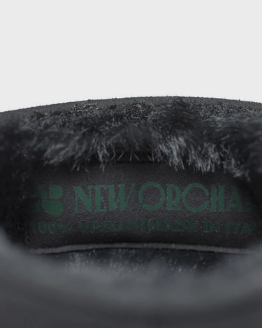Classic charcoal black vegan leather boots with sparkle crystals – eco-friendly footwear