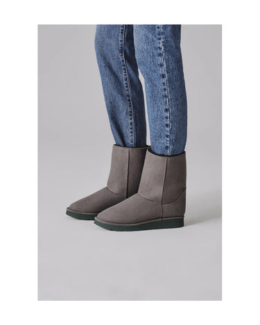 Classic grey with green sole vegan boots – warm mid-calf