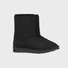 Black vegan ankle boot on a light gray background