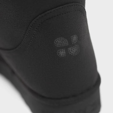 Cruelty-free black long leather boots with crystal design