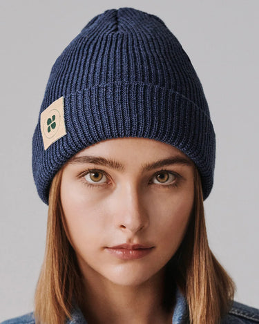 Cruelty-free blue beanie from eco materials