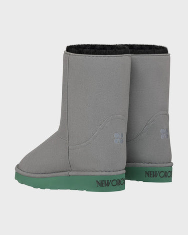 Cruelty-free winter boots grey with green sole – vegan style