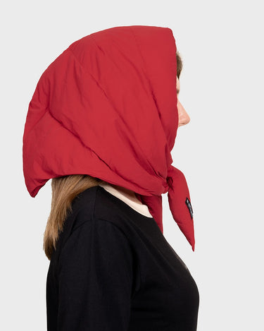Deep red recycled wool free scarf eco friendly accessory