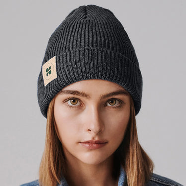 Eco-friendly grey beanie made with sustainable fabrics
