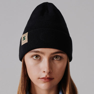 Eco knit black vegan hat – sustainable winter style