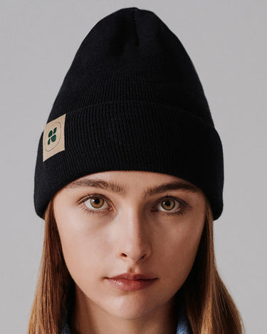 Eco knit black vegan hat – sustainable winter style