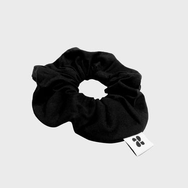 Eco friendly black scrunchie sustainable vegan hair tie