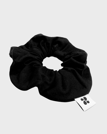 Eco friendly black scrunchie sustainable vegan hair tie