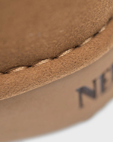 Ethical caramel brown suede-look vegan ankle boots