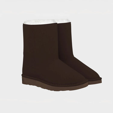 Ethical winter boots dark brown with white faux fur