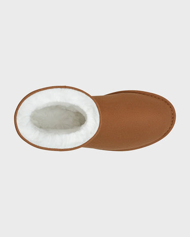 Faux suede caramel brown vegan ankle shoes