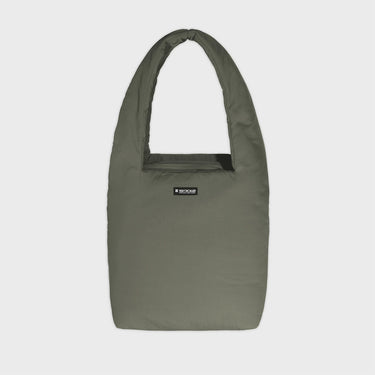Green faux leather shoulder bag with pouch eco conscious style