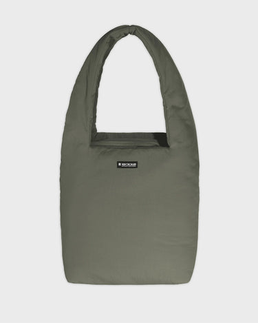 Green faux leather shoulder bag with pouch eco conscious style
