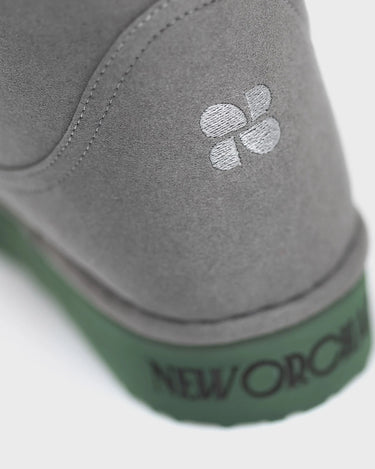 Grey with green sole mid-length vegan boots – cruelty-free