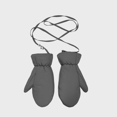 Grey vegan warm mittens cruelty free thermal gloves