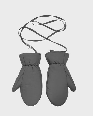 Grey vegan warm mittens cruelty free thermal gloves