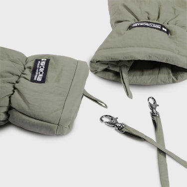 Khaki green recycled winter mittens eco friendly cold weather gloves