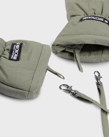 Khaki green recycled winter mittens eco friendly cold weather gloves