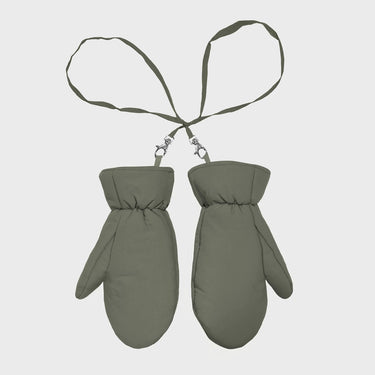 Khaki green vegan knit mittens sustainable cozy winter wear