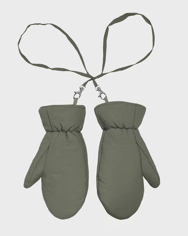 Khaki green vegan knit mittens sustainable cozy winter wear