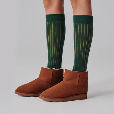 Knee-high dark green sustainable cotton socks