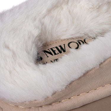Light beige faux suede slippers vegan eco friendly winter comfort