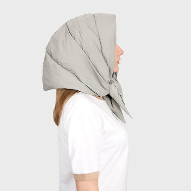 Light beige hooded scarf vegan winter headscarf sustainable accessory