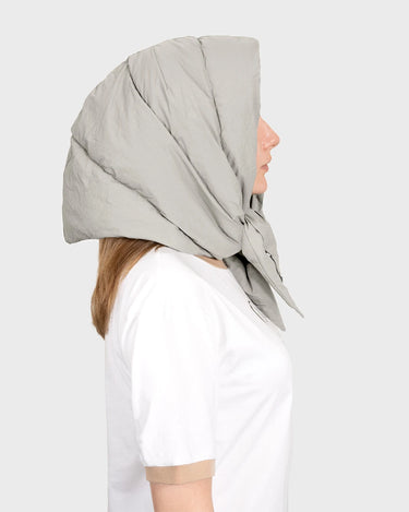 Light beige hooded scarf vegan winter headscarf sustainable accessory