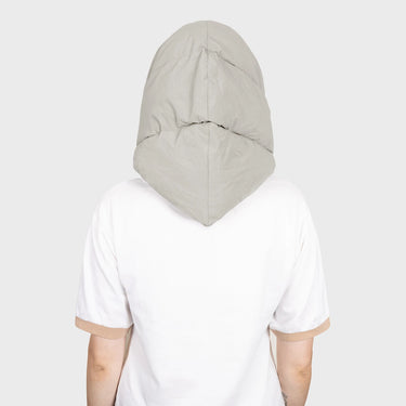 Light beige recycled hooded scarf eco friendly winter headwear