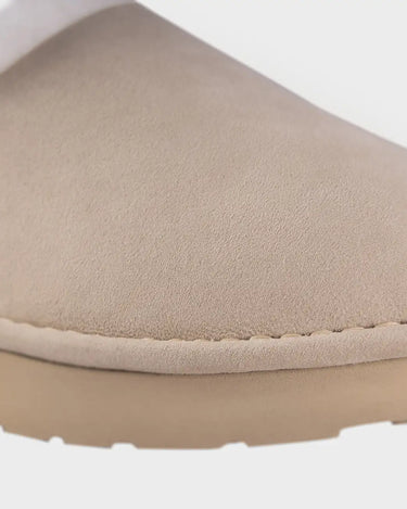 Light beige vegan warm slippers cruelty free cozy indoor shoes
