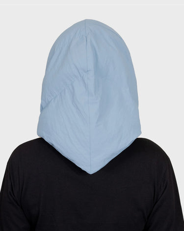 Light blue hooded scarf vegan winter headscarf sustainable accessory