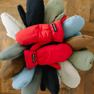 Light blue recycled vegan mittens sustainable winter gloves