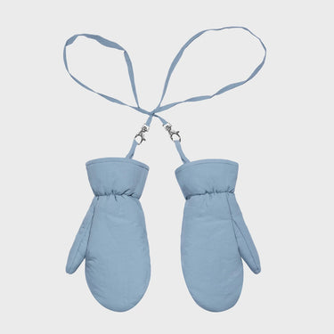 Light blue recycled wool free mittens sustainable winter style
